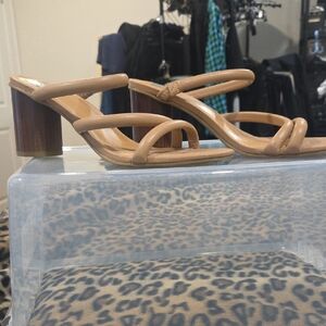 Chic Tan Strappy Block Heels